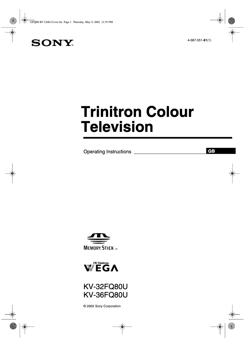 Page 1 of the manual User Manual Sony KV-32FQ80E
