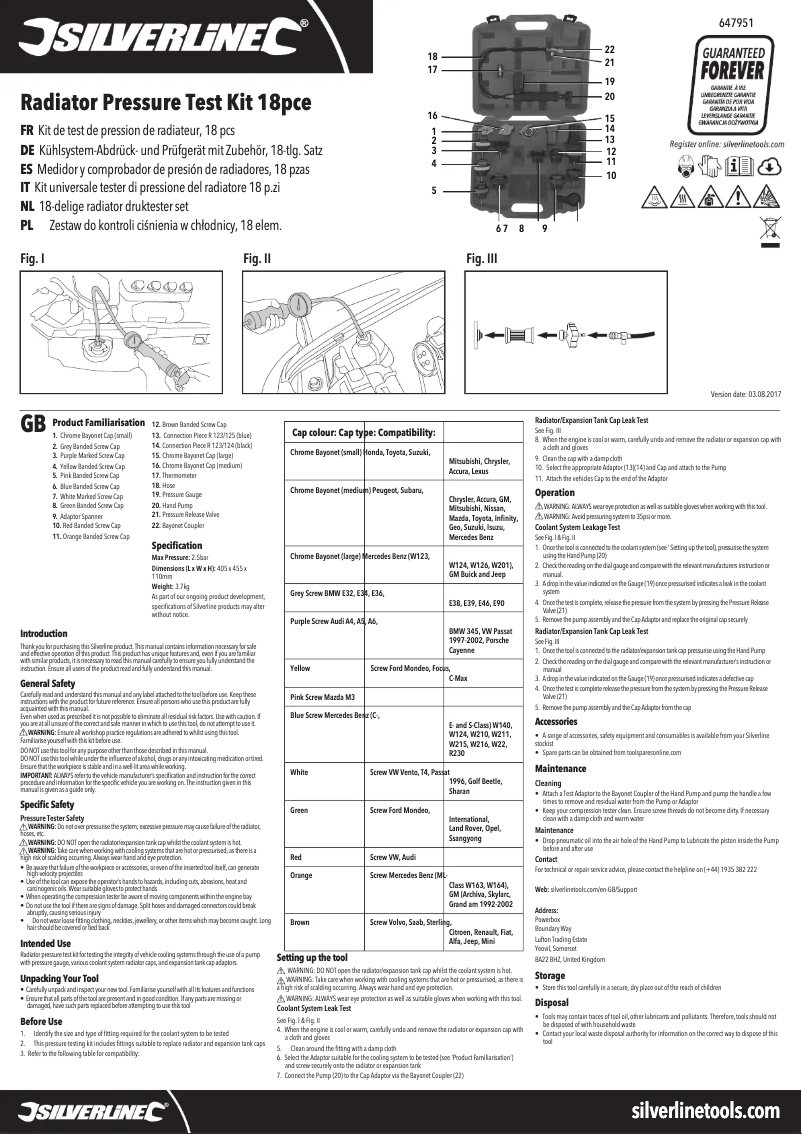 First page image of the manual for 647951