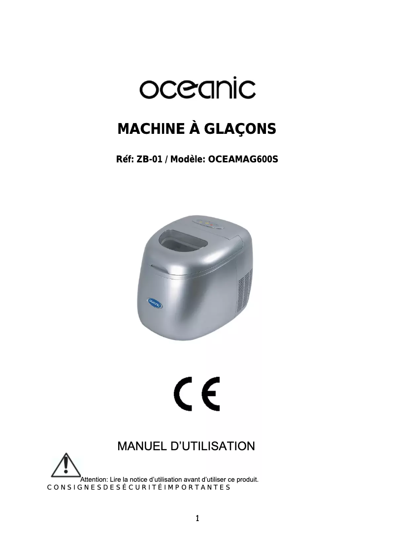 Page 1 de la notice Manuel utilisateur Oceanic OCEAMAG600S