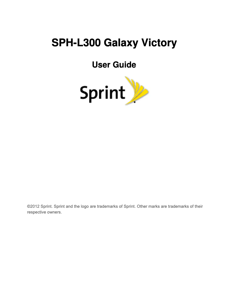 Page 1 of the manual User Manual Samsung Galaxy Victory