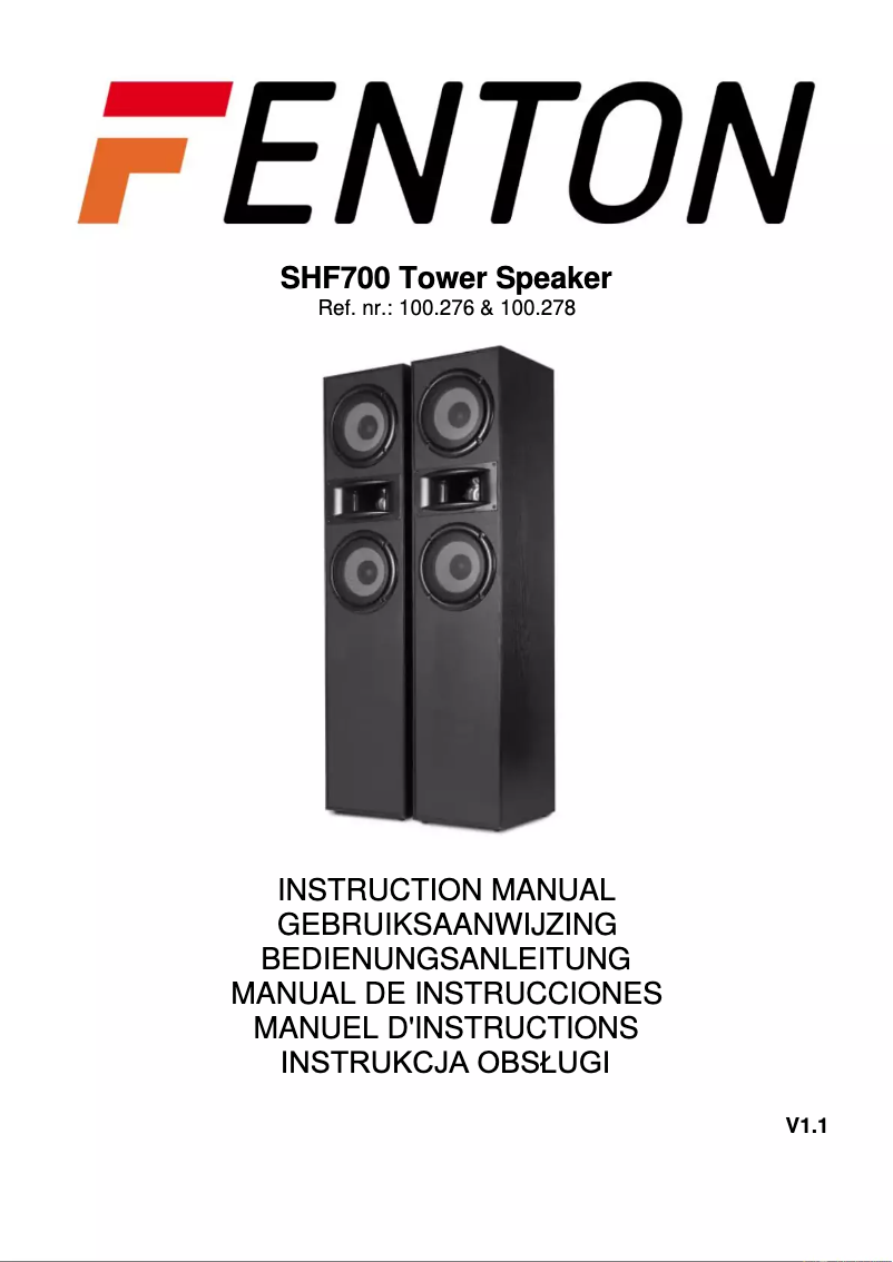 Page 1 of the manual User Manual Fenton SHF700