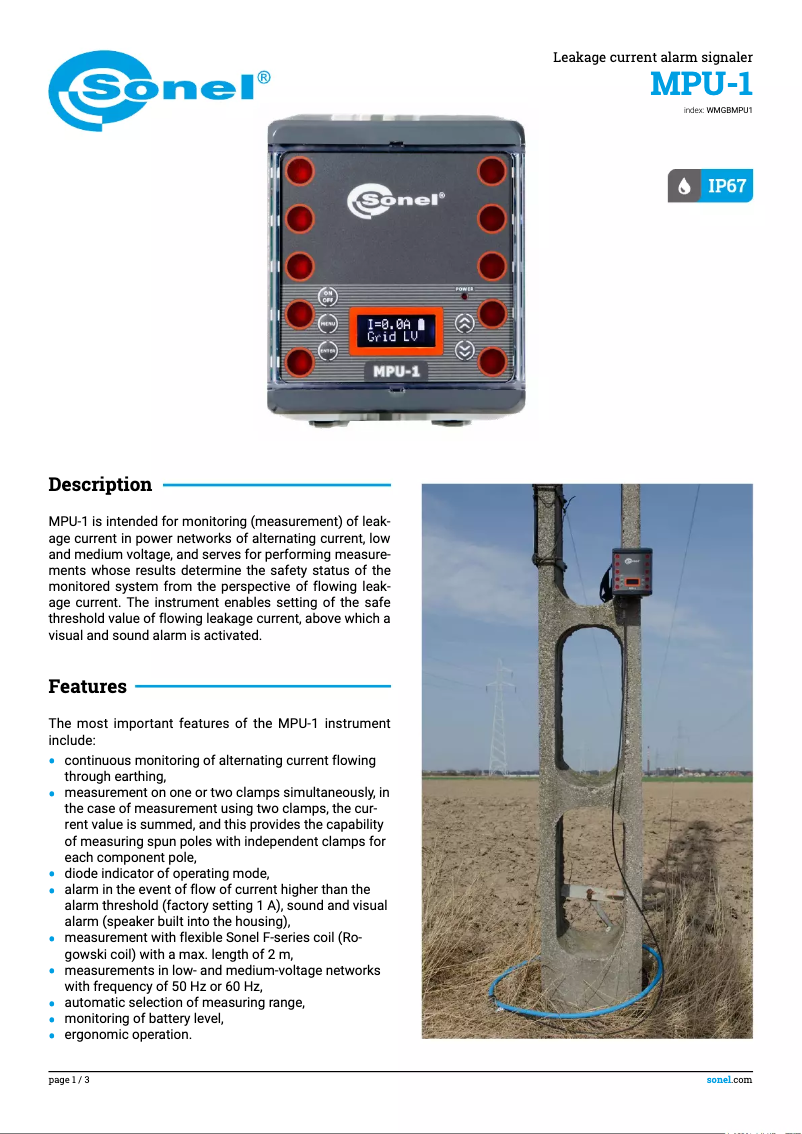 First page image of the manual for MPU-1