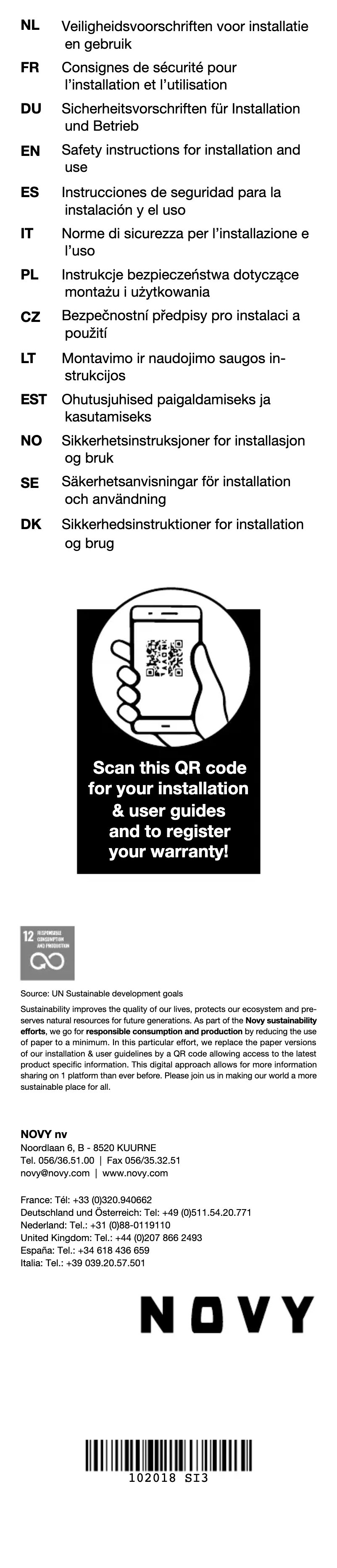 Page 1 of the manual Safety Instructions Novy Pure'line 6844