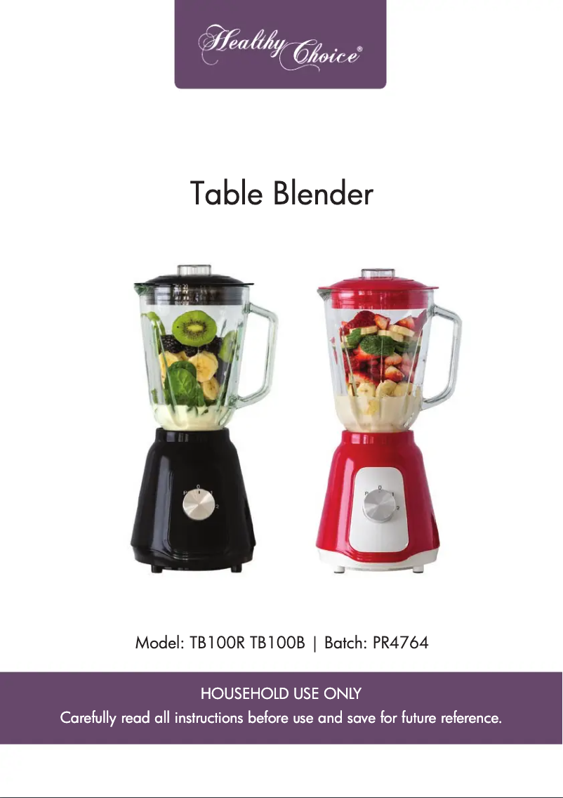 Page 1 of the manual User Manual Healthy Choice TB100R