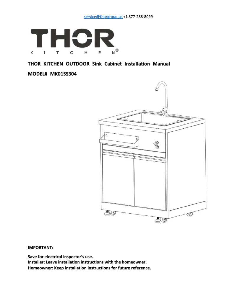 Page 1 of the manual Installation Guide Thor MK01SS304