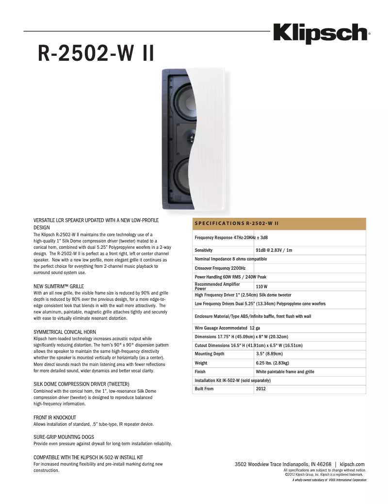 First page image of the manual for R-2502-W II