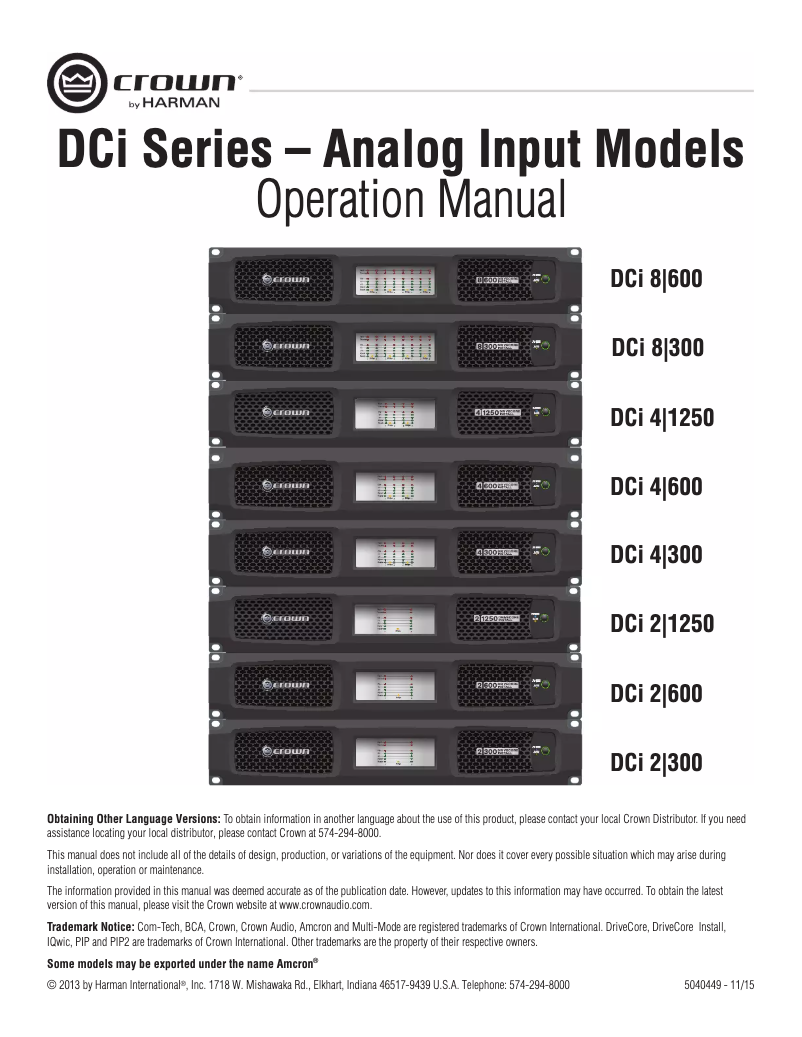 First page image of the manual for DriveCore Install DCi 4|300
