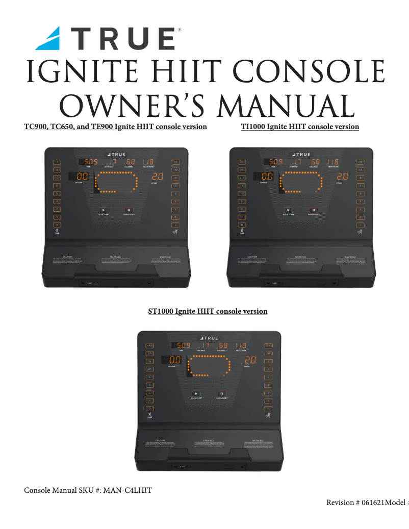 First page image of the manual for Ignite HIIT
