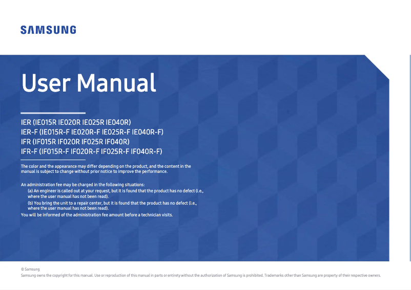 First page image of the manual for LH025IFRTFS
