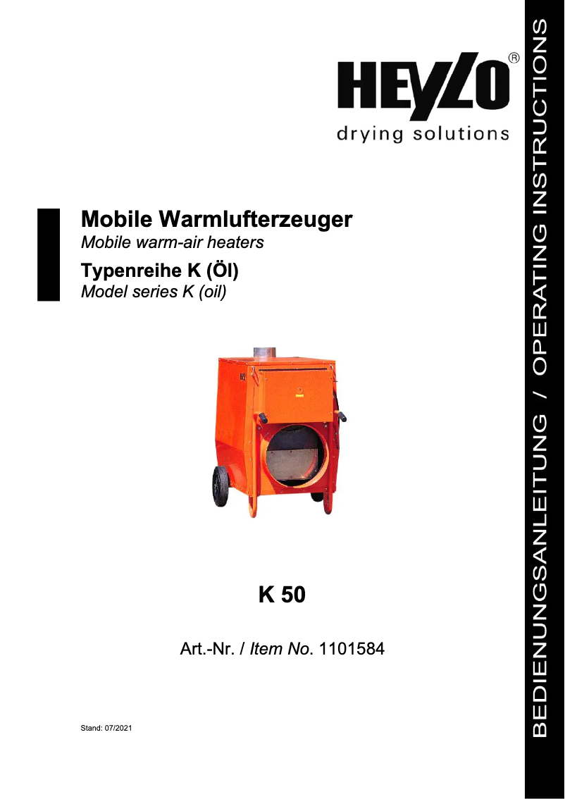 First page image of the manual for K 50