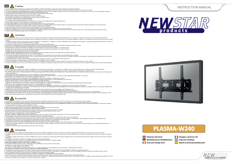 Page 1 of the manual User Manual Newstar PLASMA-W240