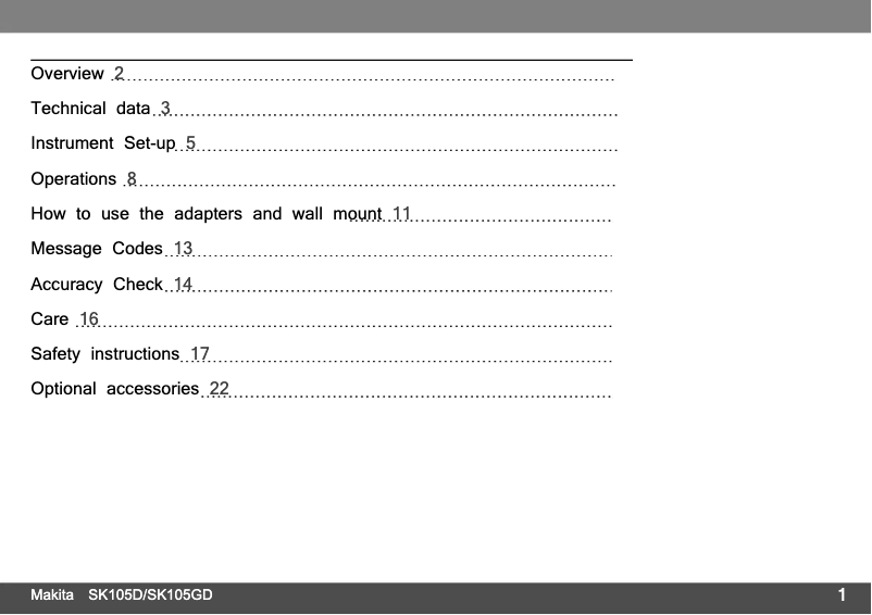 First page image of the manual for SK105GD