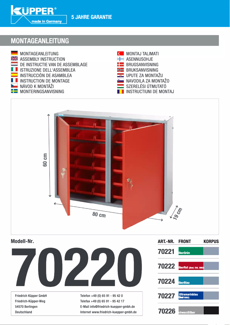 Page 1 of the manual User Manual Küpper 70222