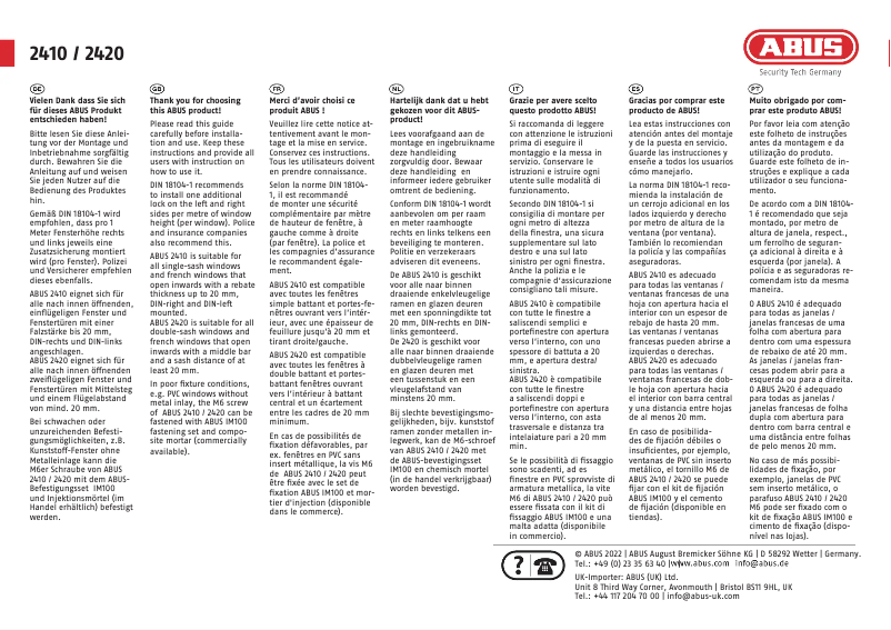 Page 1 of the manual User Manual Abus 2420