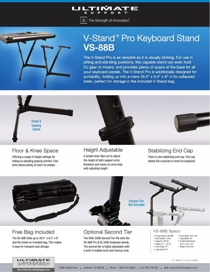 First page image of the manual for V-Stand Pro VS-88B