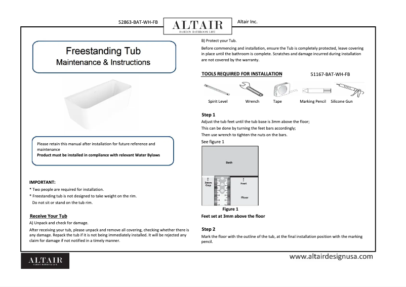 First page image of the manual for Groda 52863-BAT-WH-FB