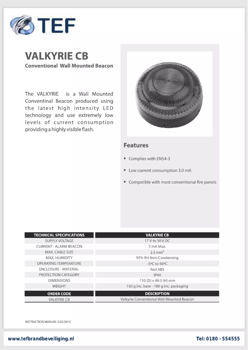 First page image of the manual for Valkyrie CB
