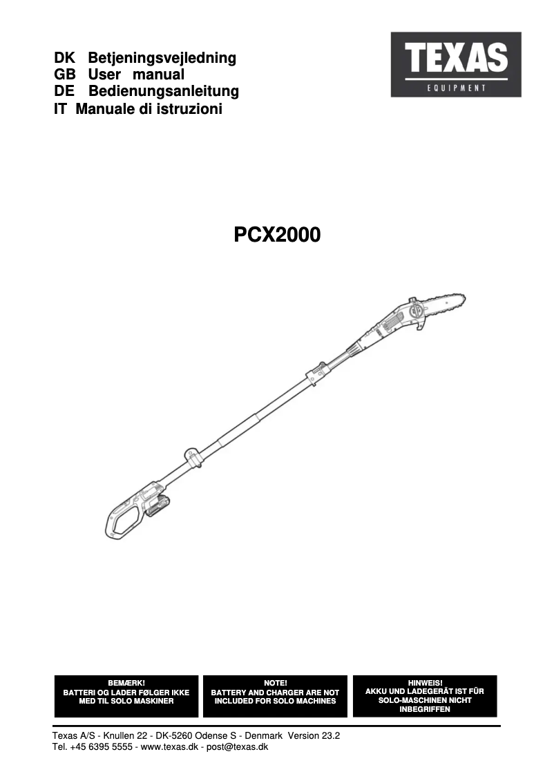 First page image of the manual for PCX2000