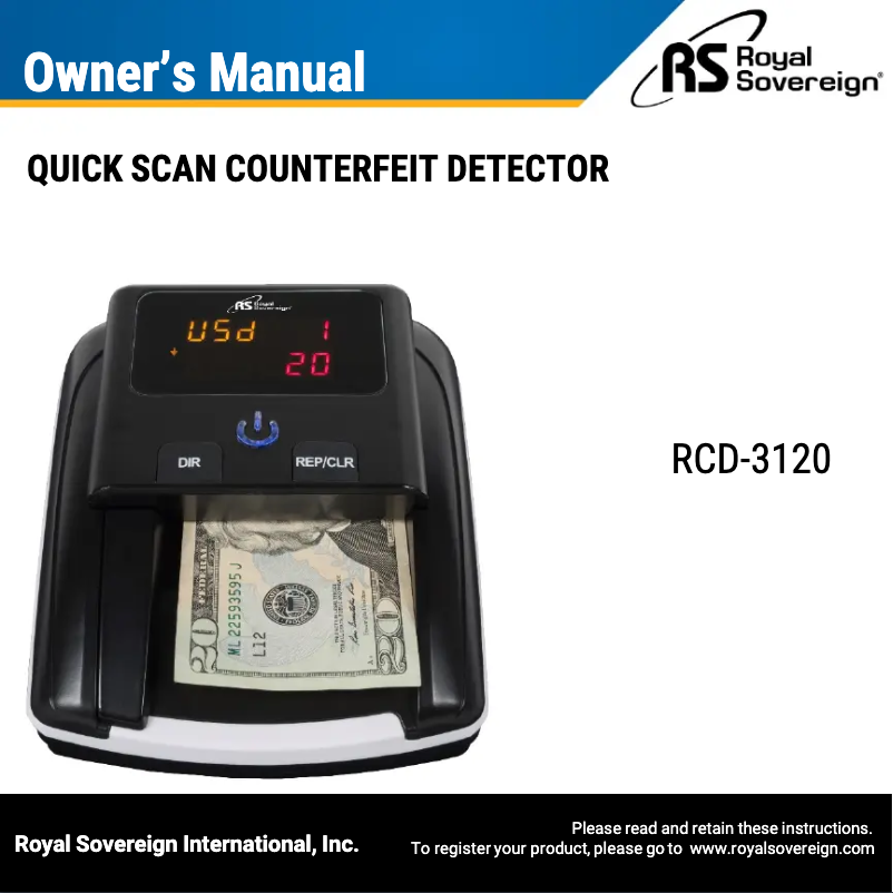 Page 1 of the manual User Manual Royal Sovereign RCD-3120