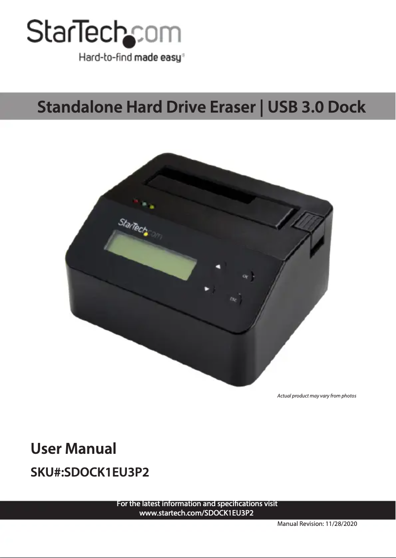 First page image of the manual for SDOCK1EU3P2