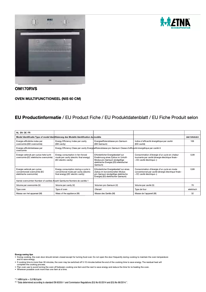 First page image of the manual for OM170RVS
