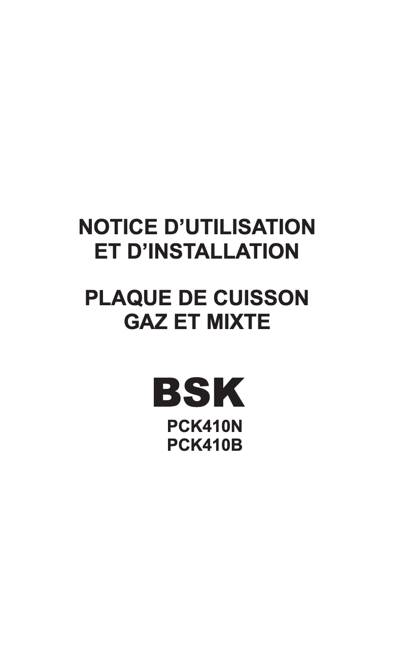 Page 1 of the manual User Manual BSK PCK410N