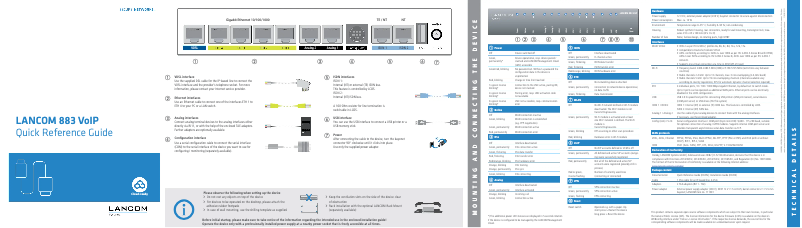 First page image of the manual for 883 VoIP