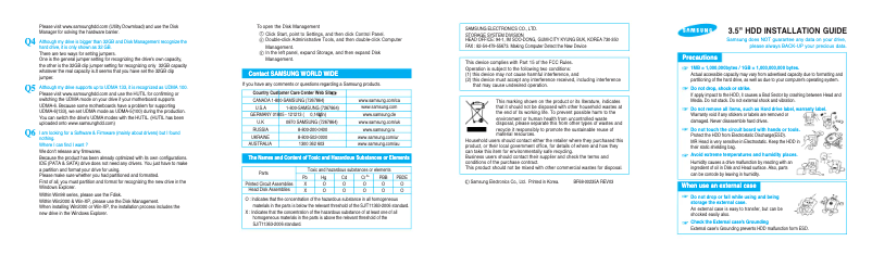 Page 1 of the manual User Manual Samsung Spinpoint F4 HD322GJ
