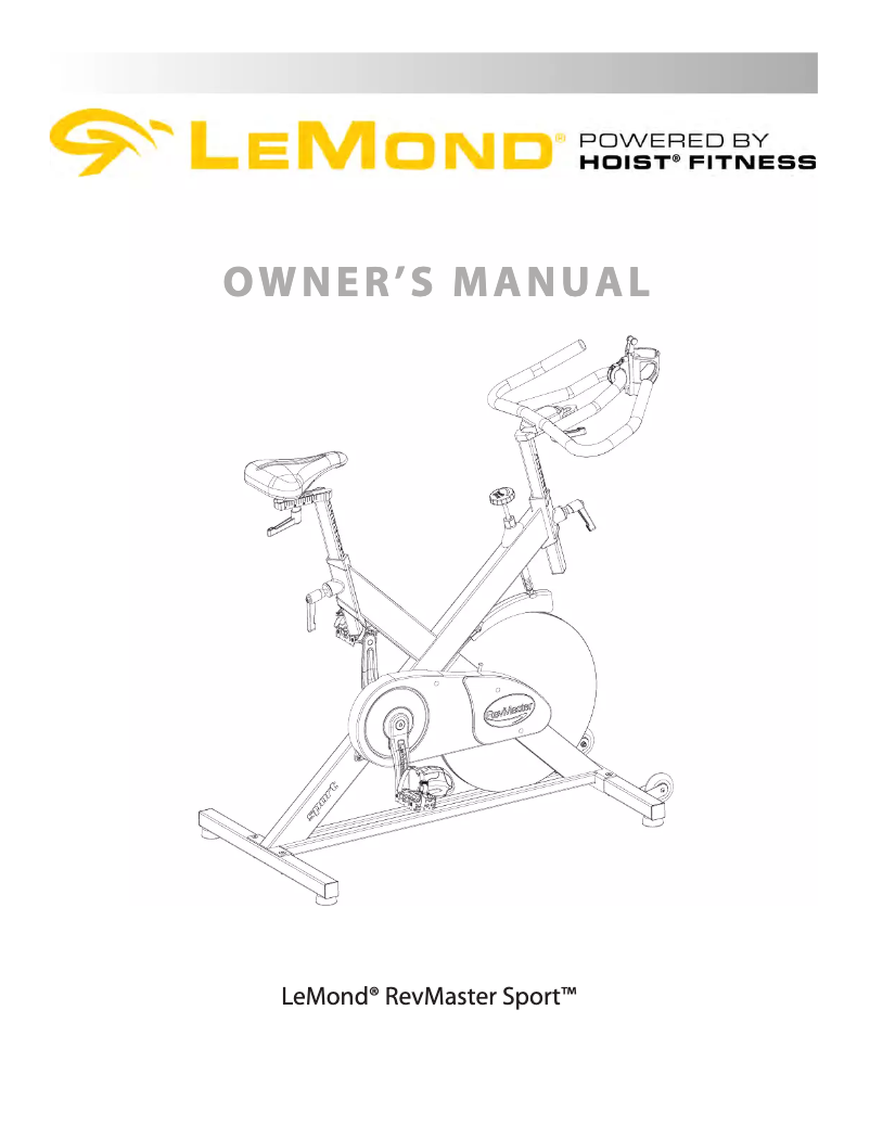 First page image of the manual for Revmaster Sport