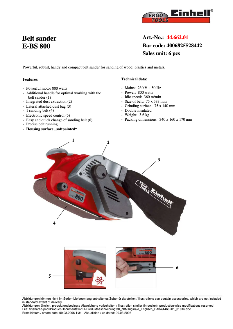 First page image of the manual for E-BS 800