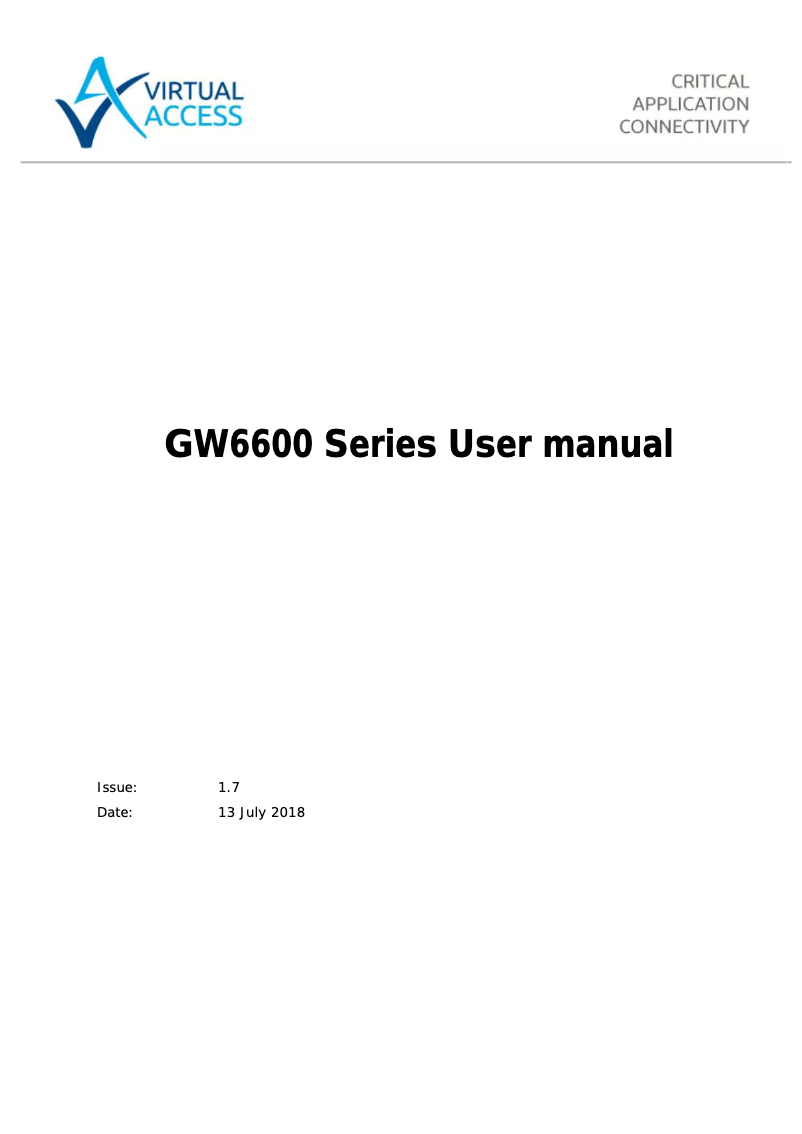 Page 1 of the manual User Manual Virtual Access GW6600