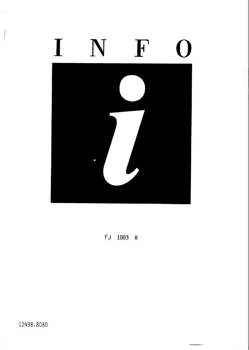 First page image of the manual for FJ 1003 H