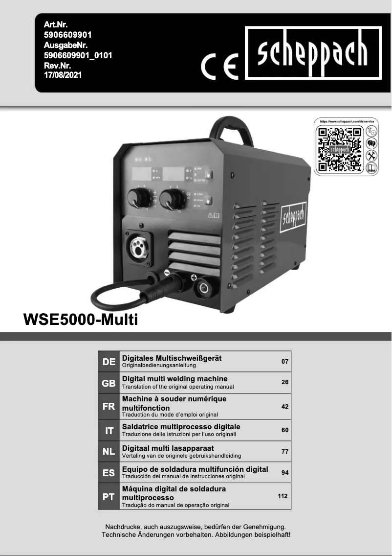First page image of the manual for WSE5000-Multi