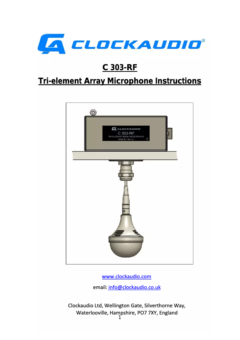 Page 1 of the manual User Manual Clockaudio C 303-RF