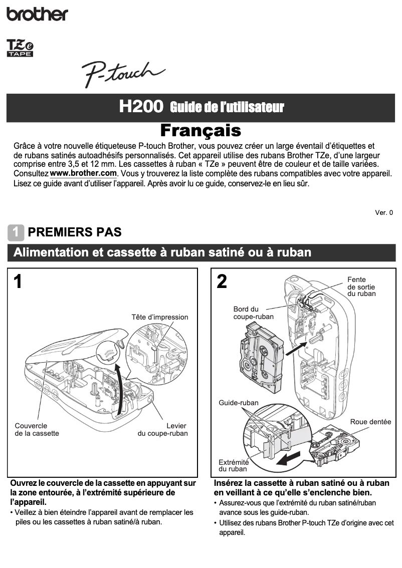 First page image of the manual for P-touch H200