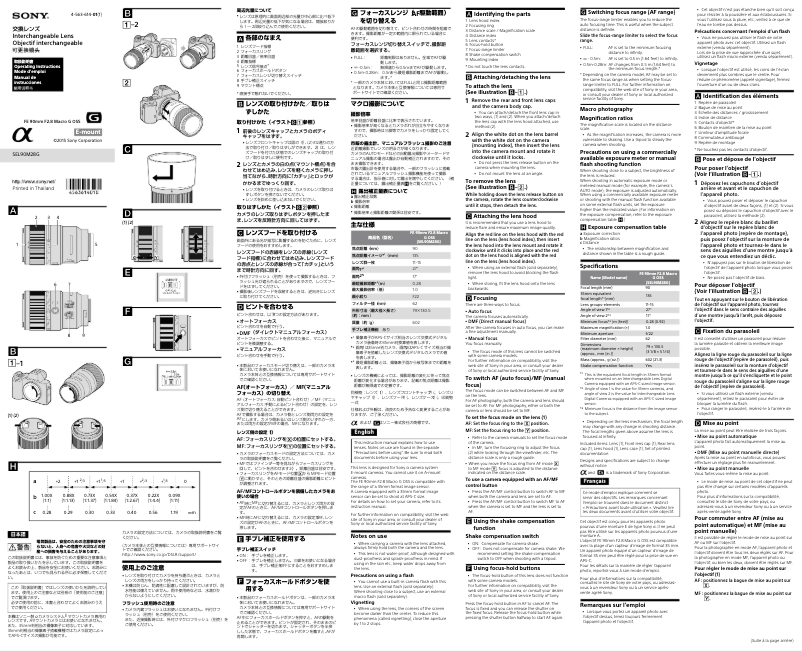 First page image of the manual for SEL90M28G