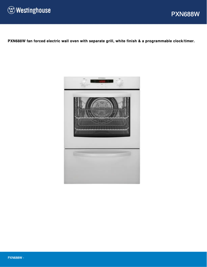 Page 1 of the manual User Manual Westinghouse PXN688W