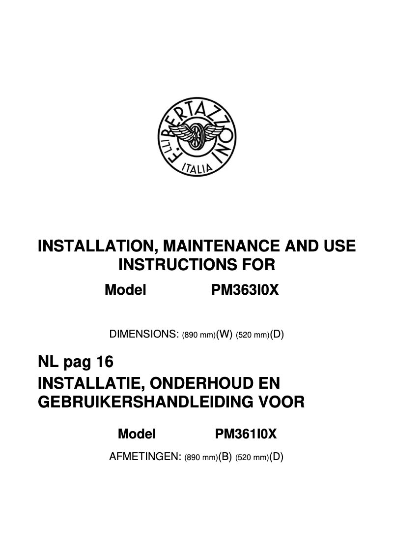 First page image of the manual for PM361I0X