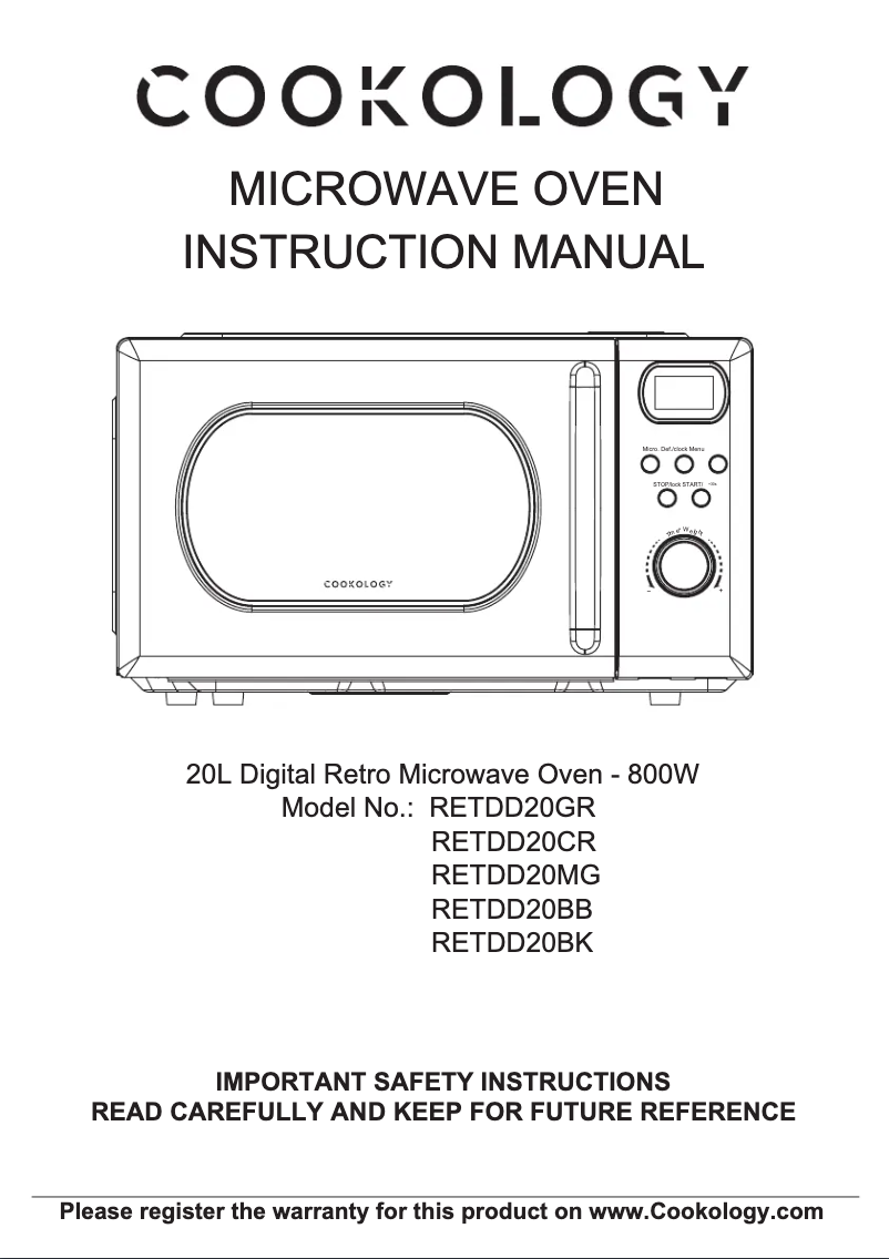 First page image of the manual for RETDD20BK