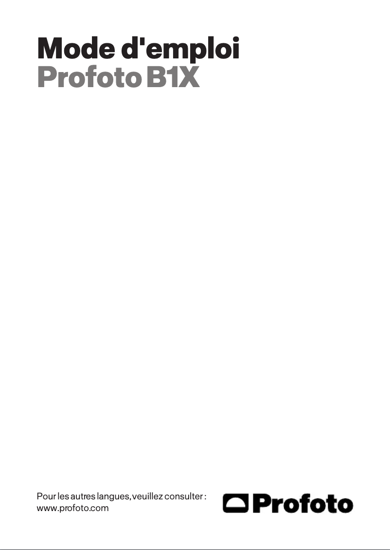 Page 1 of the manual User Manual Profoto B1X
