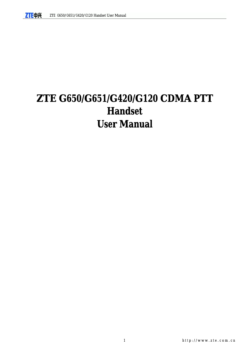 Page 1 of the manual User Manual ZTE G-650