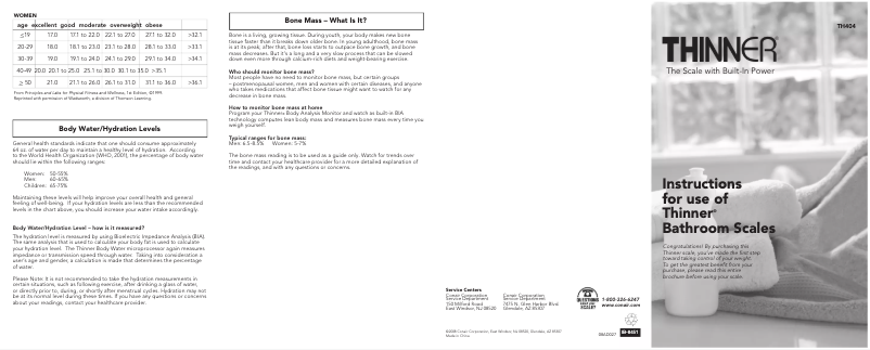 First page image of the manual for TH404