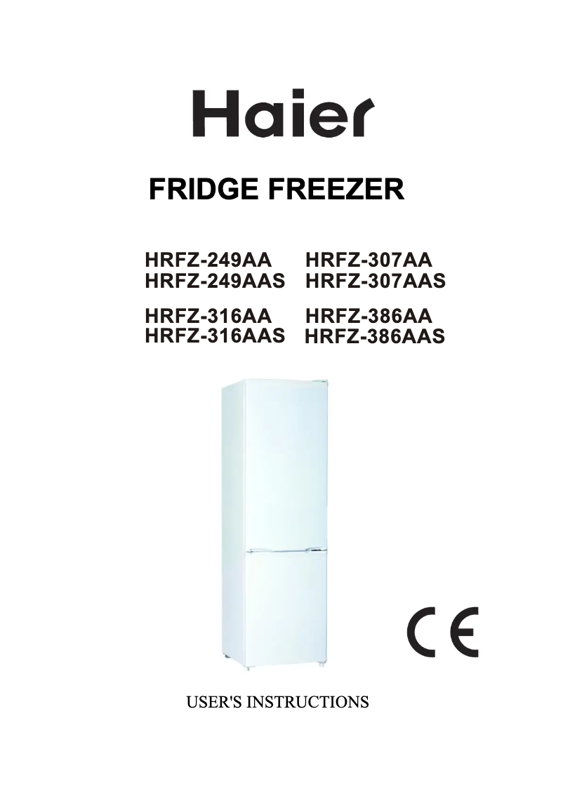 First page image of the manual for HRFZ-307AA