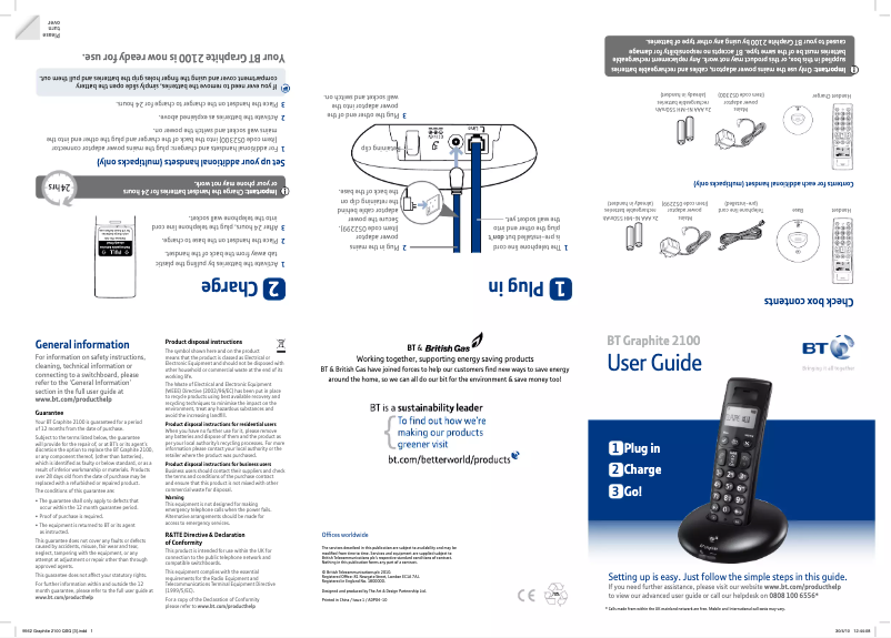 First page image of the manual for Graphite 2100