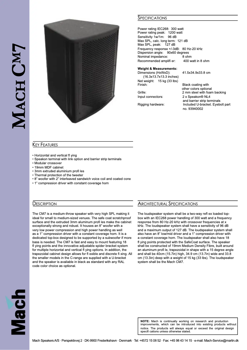 First page image of the manual for CM7