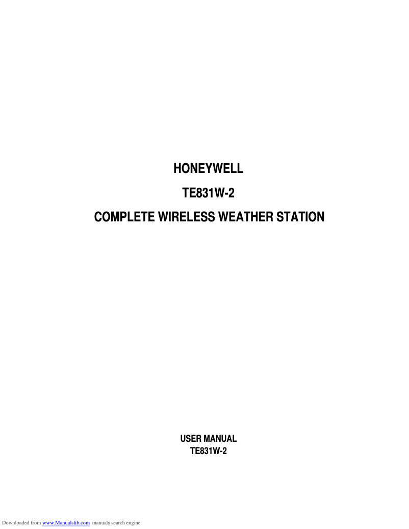 First page image of the manual for TE831W-2