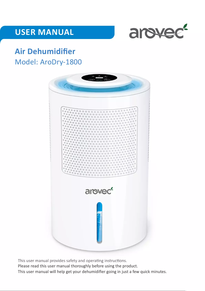 First page image of the manual for AroDry-1800