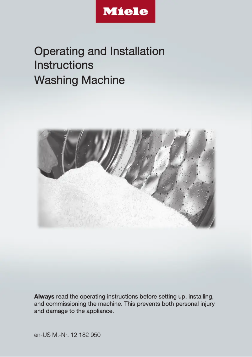 Page 1 of the manual User Manual Miele PWM 908 SS