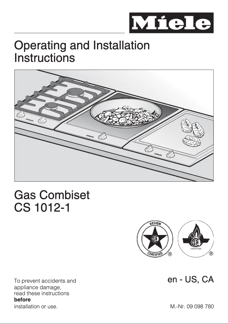 Page 1 of the manual Installation Guide Miele CS 1012-1