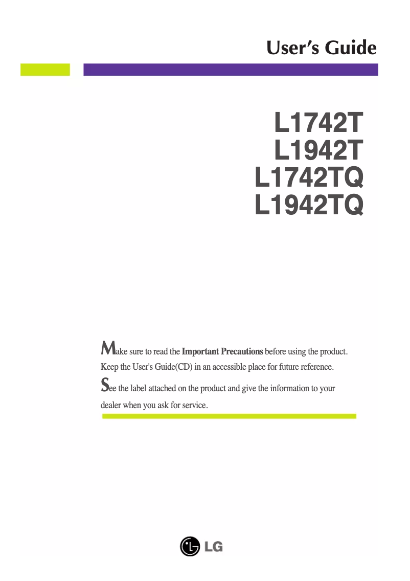 Page 1 of the manual User Manual LG L1942T-BF